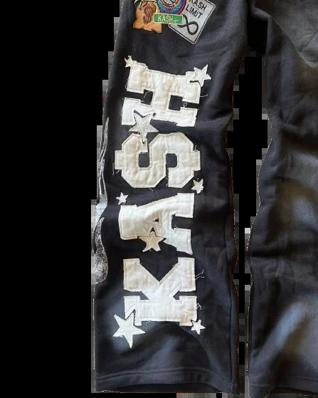 Streetwear Retro Patchwork Sweatpant Y2K Pant Gothic Letter Cartoon Patch Double Layer n Elastic Waist Jogging Casual Pants 250122