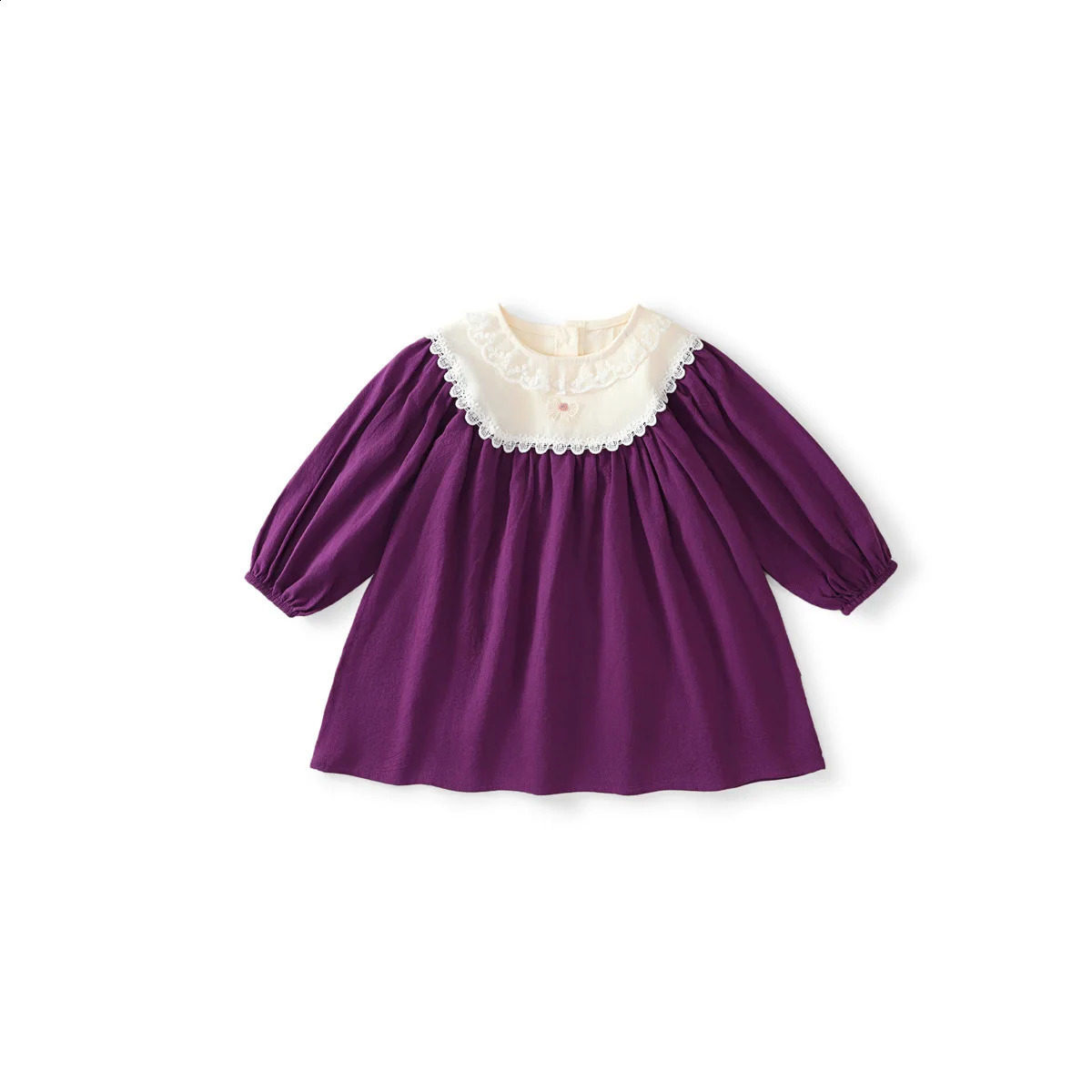 Spring Autumn Children Dress For Girl Cotton Lace Spliced Infant Baby Vestidos Loose Long Sleeve Little Princess 250117