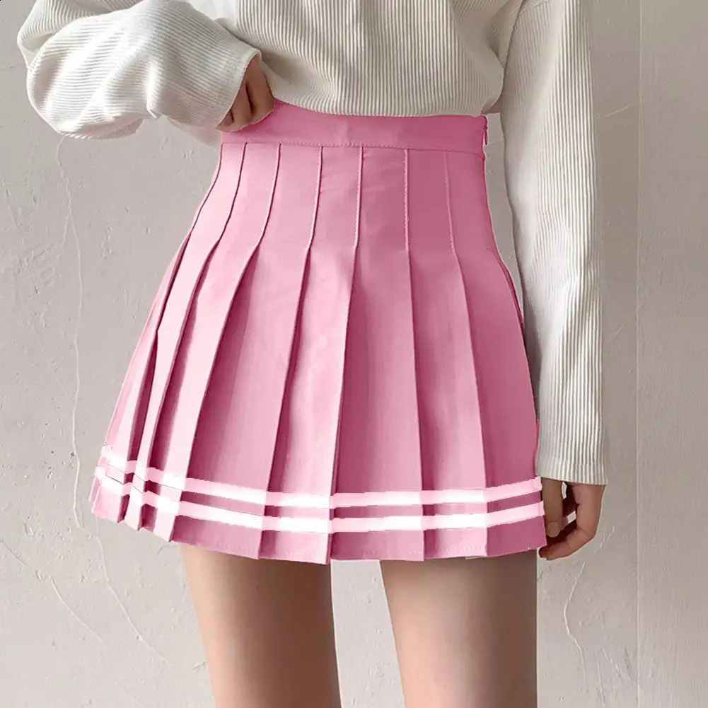 Y2k Summer Korean Fashion Short Women Skirt Casual HighWaisted Slim Elastic Striped Harajuku Pleated School Mini Aline Skirts 250110Z