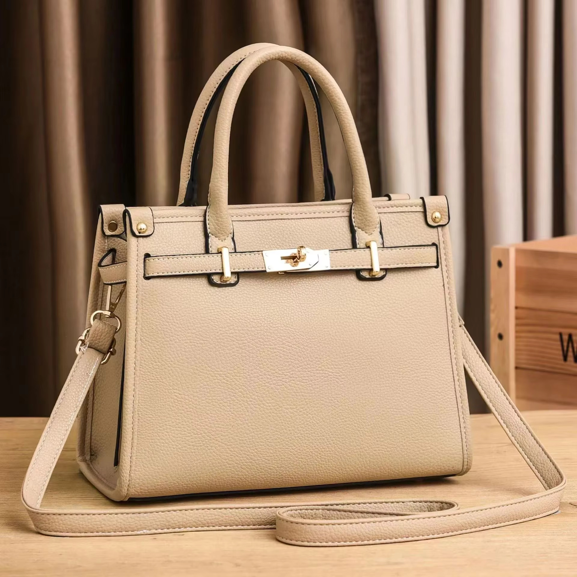 2024 New Solid Color Lychee hot Pattern Shaped Large Capacity Single Shoulder Diagonal Cross Western Style Versatile Women's Bag