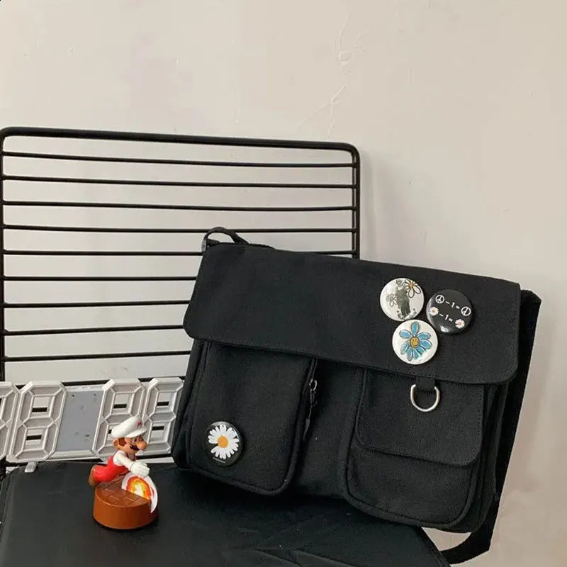 Women Canvas Messenger Bag Youth Ladies Fashion Shoulder Bag Student Large Capacity Female Crossbody Bags Woman Packet 250121
