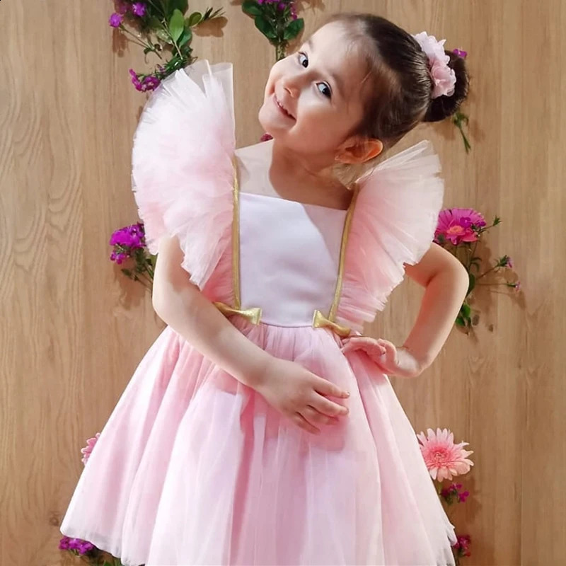 Toddler Baby Girl Infant Princess Pearls Tutu Dress Baby Girl Wedding Dress Kids Party Vestidos 1 Years Birthday Baptism Clothes 250115