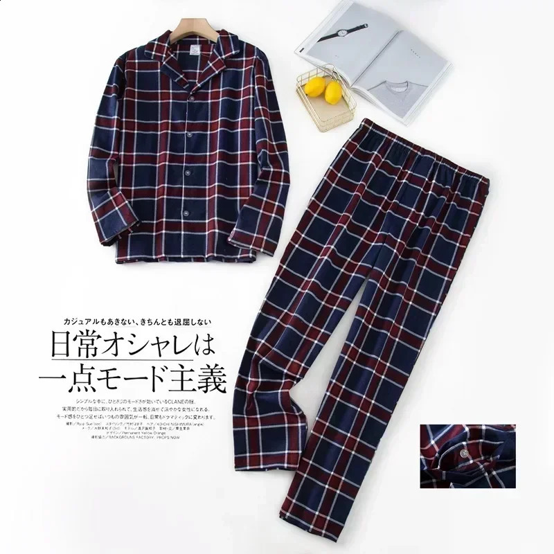 Mens Home Suits Long-sleeved Trousers Suits for Autumn and Winter Pijamas for Men Flannel Plaid Pajamas for Men 250108