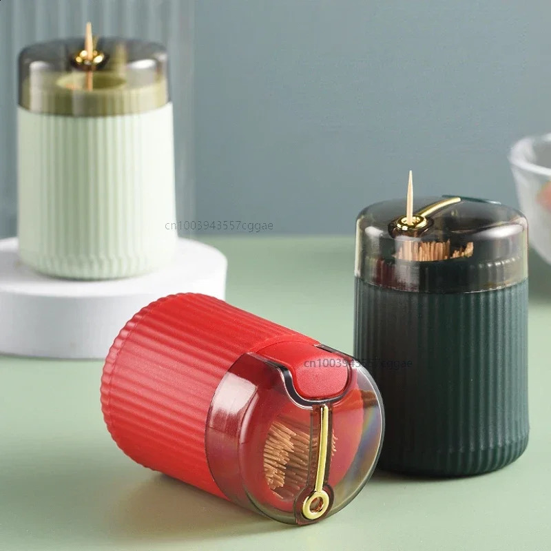 Simple Toothpick Box Toothpick Dispenser Ceative Push Automatic Eject Toothpick Jar Holder Household Toothpick Holder Container 250115