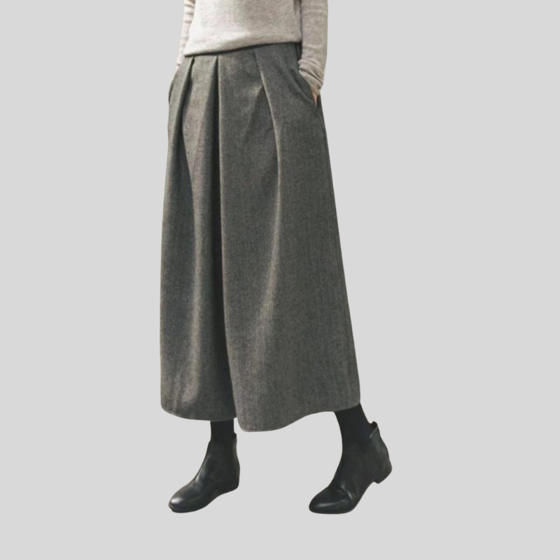 Autumn and winter new best-selling culottes loose wide-leg pants nine-point pants woolen elastic waist wide-leg pants