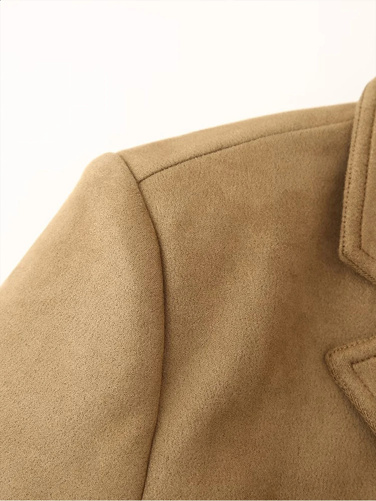 autumn womens clothing European and American style fashionable versatile suede single-breasted suit jacket 250114