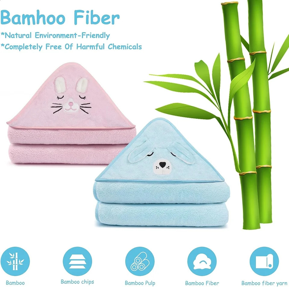 2 Pack Bamboo Hooded Baby Towel Premium Soft Bath Towel for Bathtub for Babie Natural Baby Stuff Towel for Boy and Girl 250114