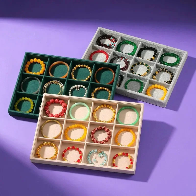 Velvet Jewelry Tray Bracelet Display Plate 12 Grid Bracelet Storage Plate Jewelry Display Plate 250117