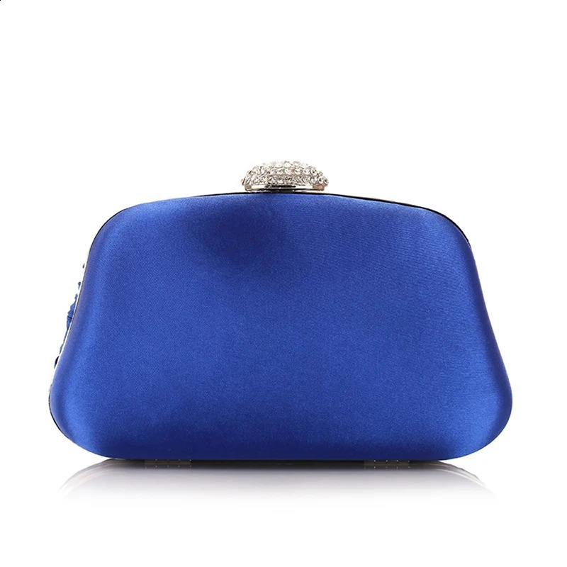 Royal Blue Pleat Pillow Shaped Clutch Bag Elegant Clutch With Chain Rhinestone Hasp Wedding Bridal Party Purse 250122