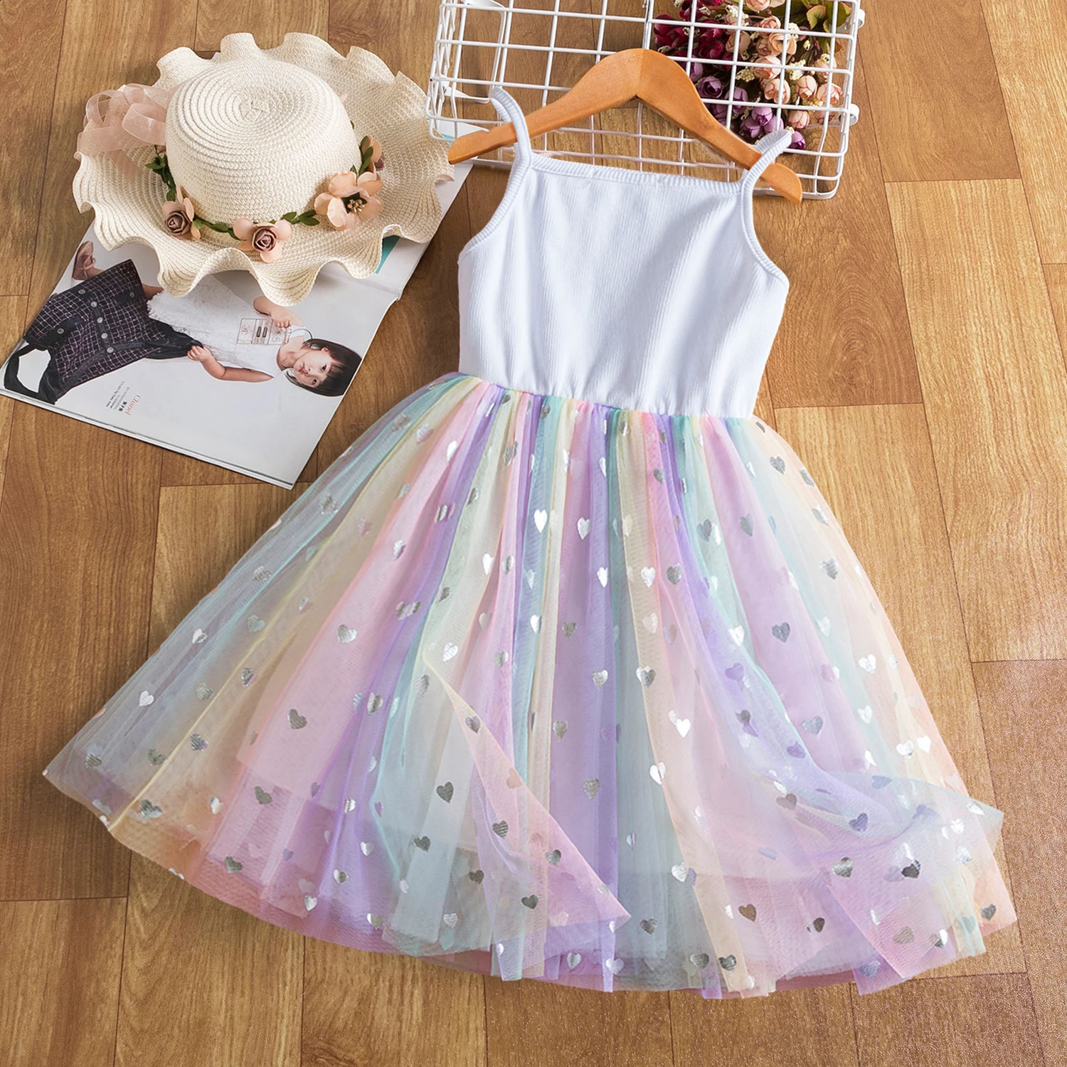 Summer Cute Girls Sequined Princess Dress Kids Sleeveless Tulle Clothes Children Birthday Party Vestido Easter Tutu Costume 250116