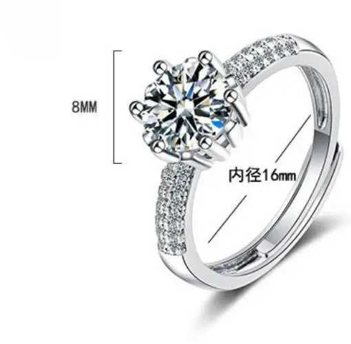 Real 2 ct 8mm Moissanite Wedding Ring For Women Sterling Sier Band D Color VVS Dia Engagement Fine Jewelry