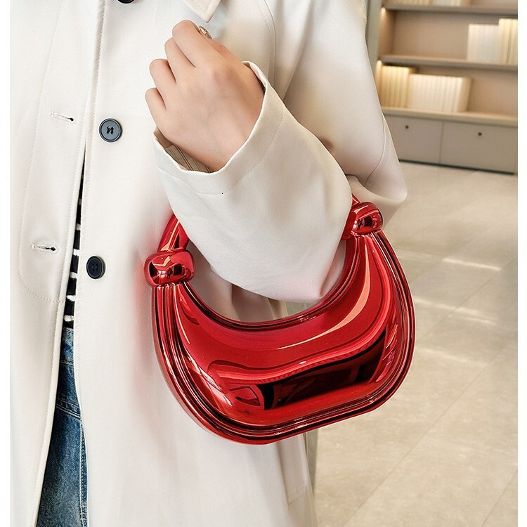 new style Double Knot Bent Moon Gold And Silver Ornament Home Decoration Handbag Makeup Acrylic Bag