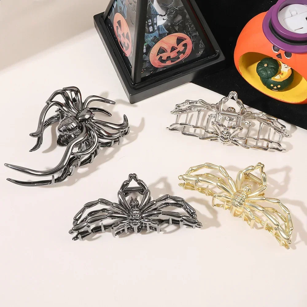 Halloween Spider Hair Clip Large Womens Personalized Funny Gripper Hollow Metal Hairpin Holiday Party Hair Accessory Gift 250120
