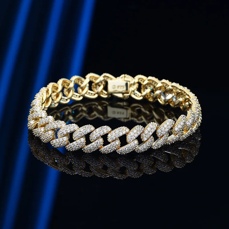 8mm Hiphop Original 925 Sterling Silver High Carbon Diamond Cuban Bracelet Mans 18k Gold Plated Chain Fine Jewelry Gifts 250121