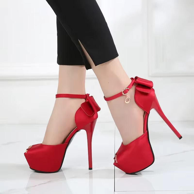 Peep Toe Platform High Wedding Bride Women Stiletto Heels Pumps Shoes Woman Salto Alto Feminino