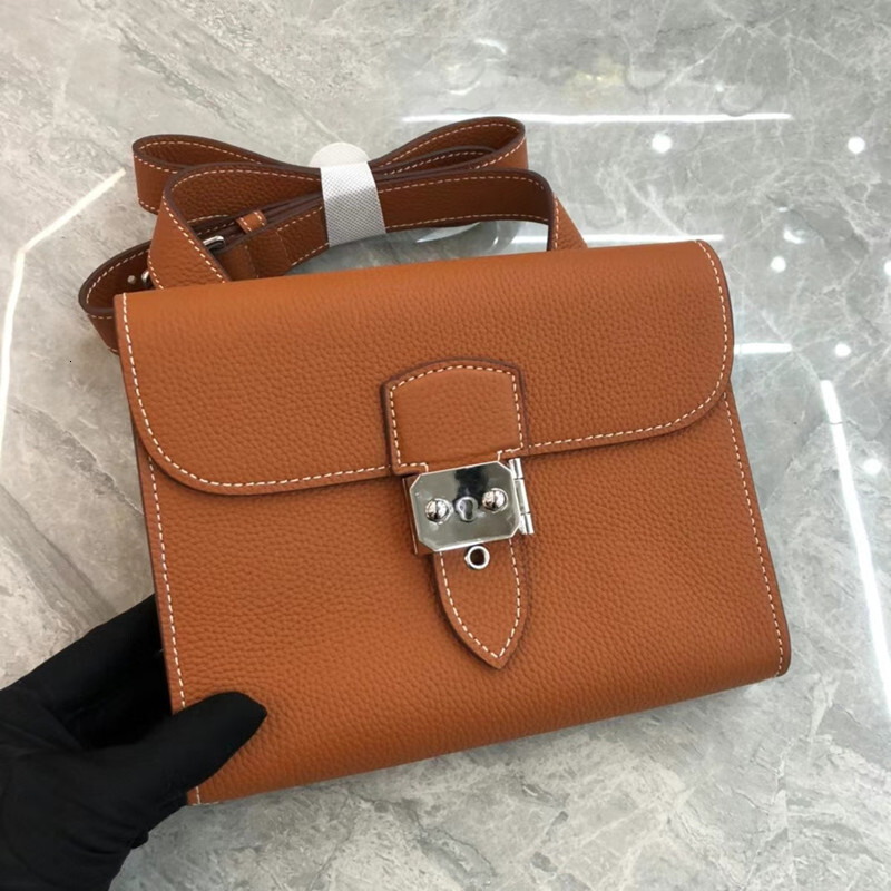 Bag 2025 New Messenger Fashionable Casual One Shoulder Diagonal Straddle Handheld Lock Buckle Small Square Litchi Pattern Head Layer Cowhide Bag