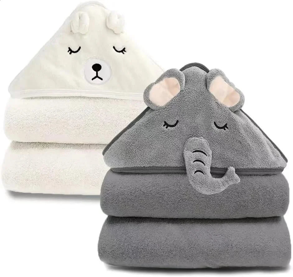 2 Pack Bamboo Hooded Baby Towel Premium Soft Bath Towel for Bathtub for Babie Natural Baby Stuff Towel for Boy and Girl 250114