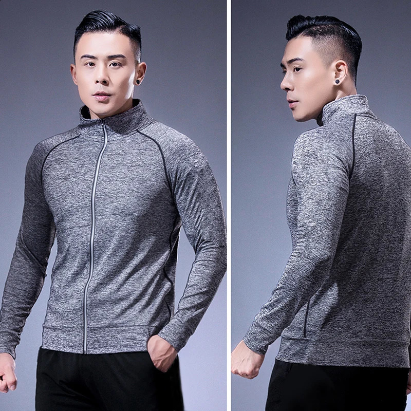 Mens sports jacket with pockets fitness equipment running sportswear exercise jogging 250122