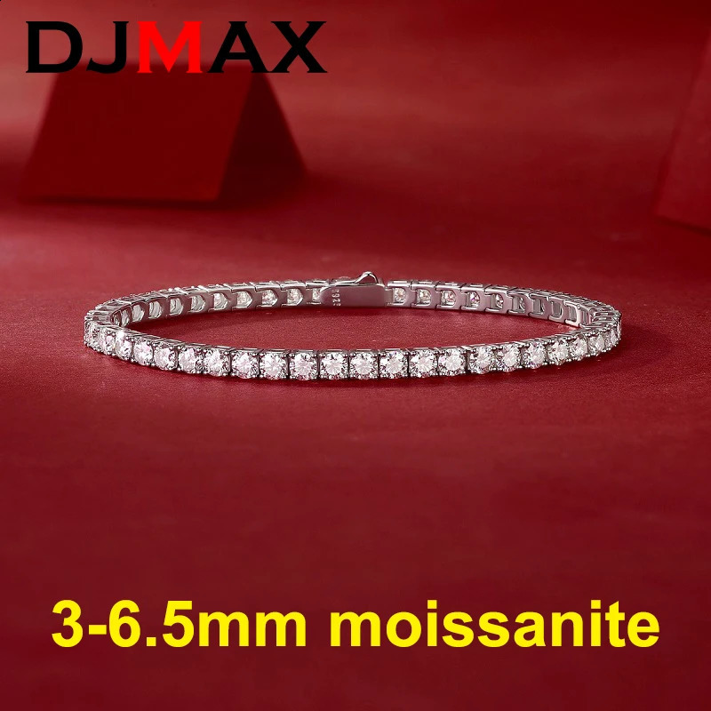 DJMAX 3-6.5mm Full Tennis Bracelet For women Original 925 Sterling Silver Mans Tennis Chain 250121
