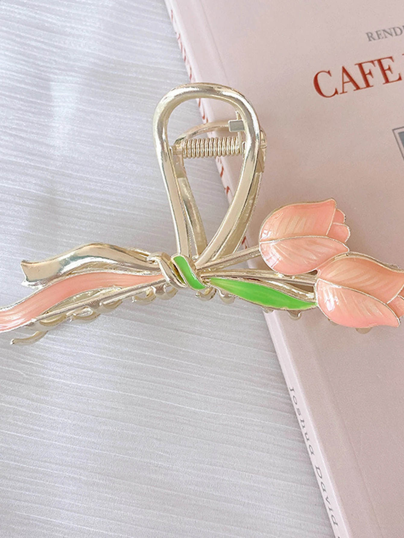1 Pcs Fashion Pink tulips Hair Claws For Women Girls Party Hair Accessories 250120