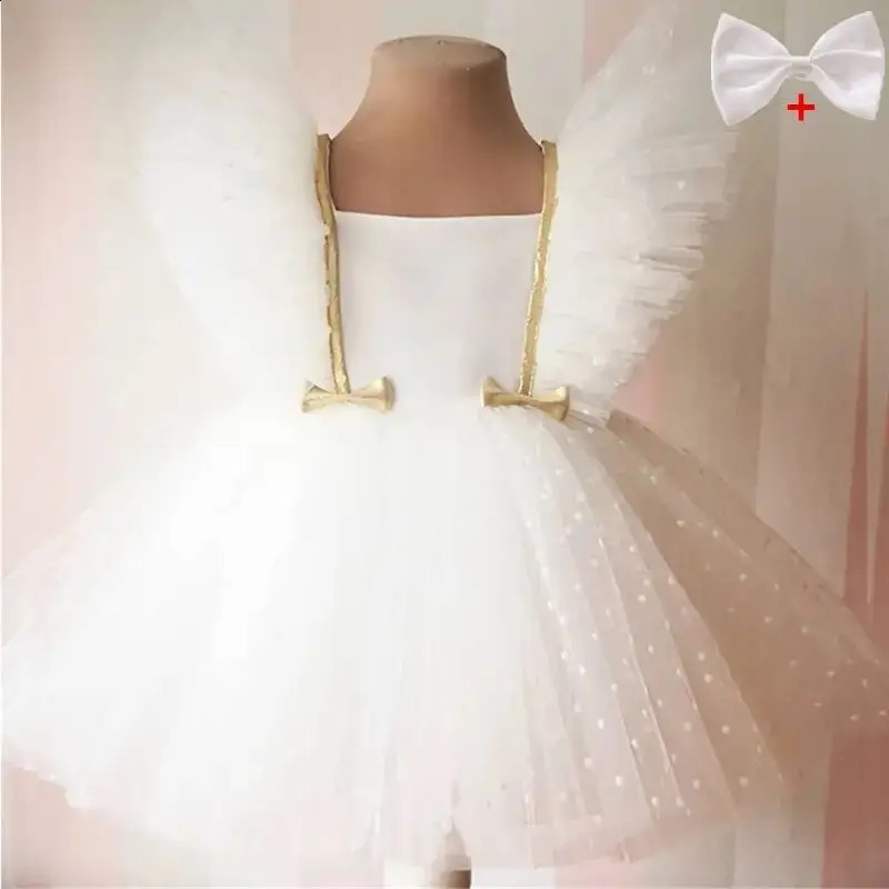 Toddler Baby Girl Infant Princess Pearls Tutu Dress Baby Girl Wedding Dress Kids Party Vestidos 1 Years Birthday Baptism Clothes 250115