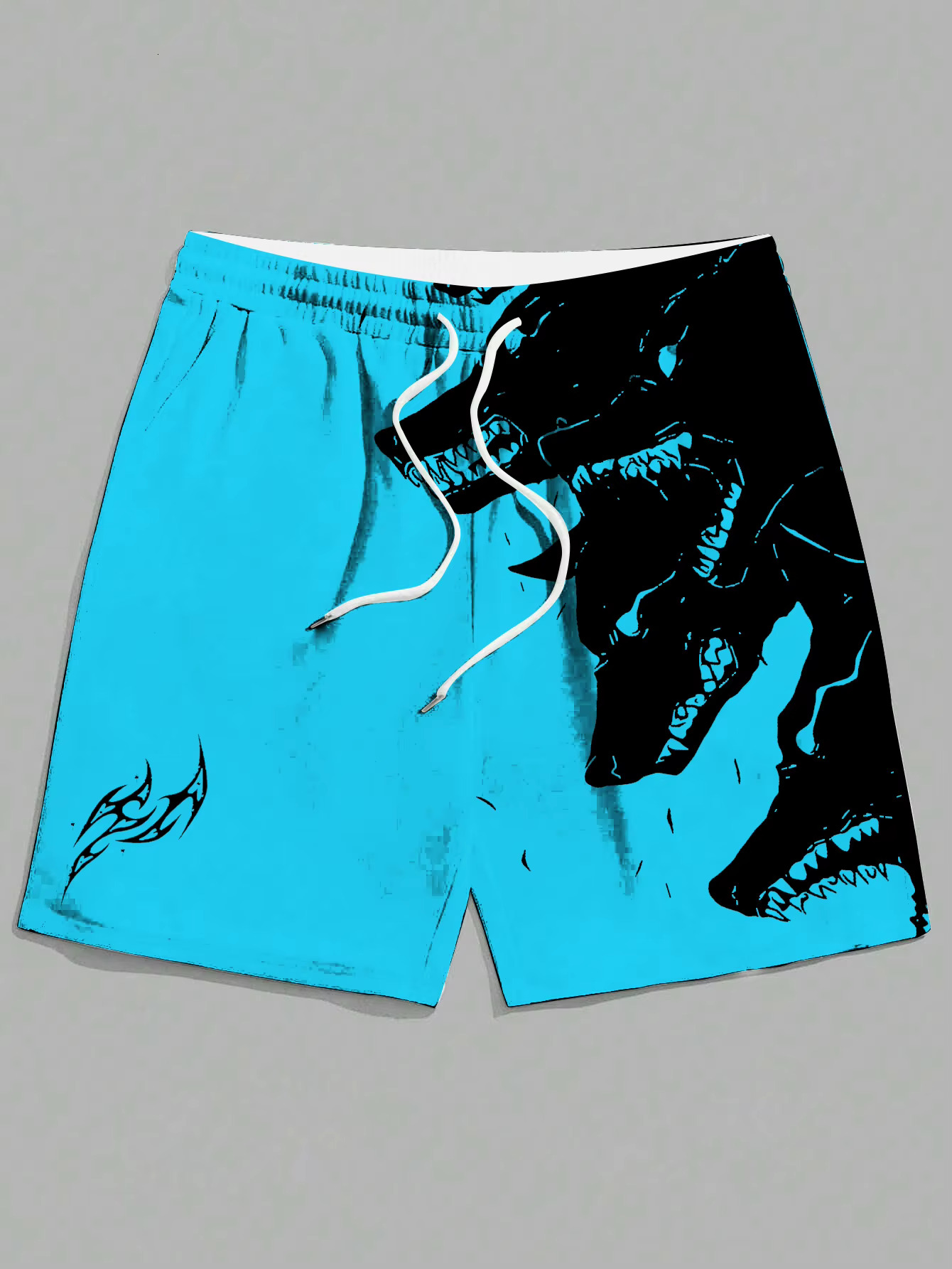 New Men's Summer Loose Casual Home 3D Printed Sporty Three Headed Wolf Print Haruku Hawaii Beach Shorts