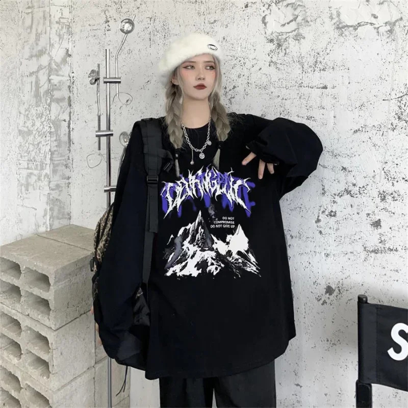 Mens T-shirt summer anime Korean clothing retro long sleeved T-shirt autumn streetwear graphic T-shirt y2k mens T-shirt 250117