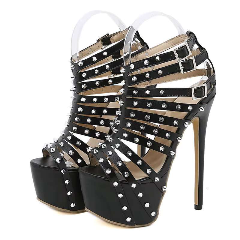 2025 New Summer Platform High Heels Sandals Women Sexy Peep Toe Pumps Fashion Rivet Decoration Ladies Party Pole Dance Shoes