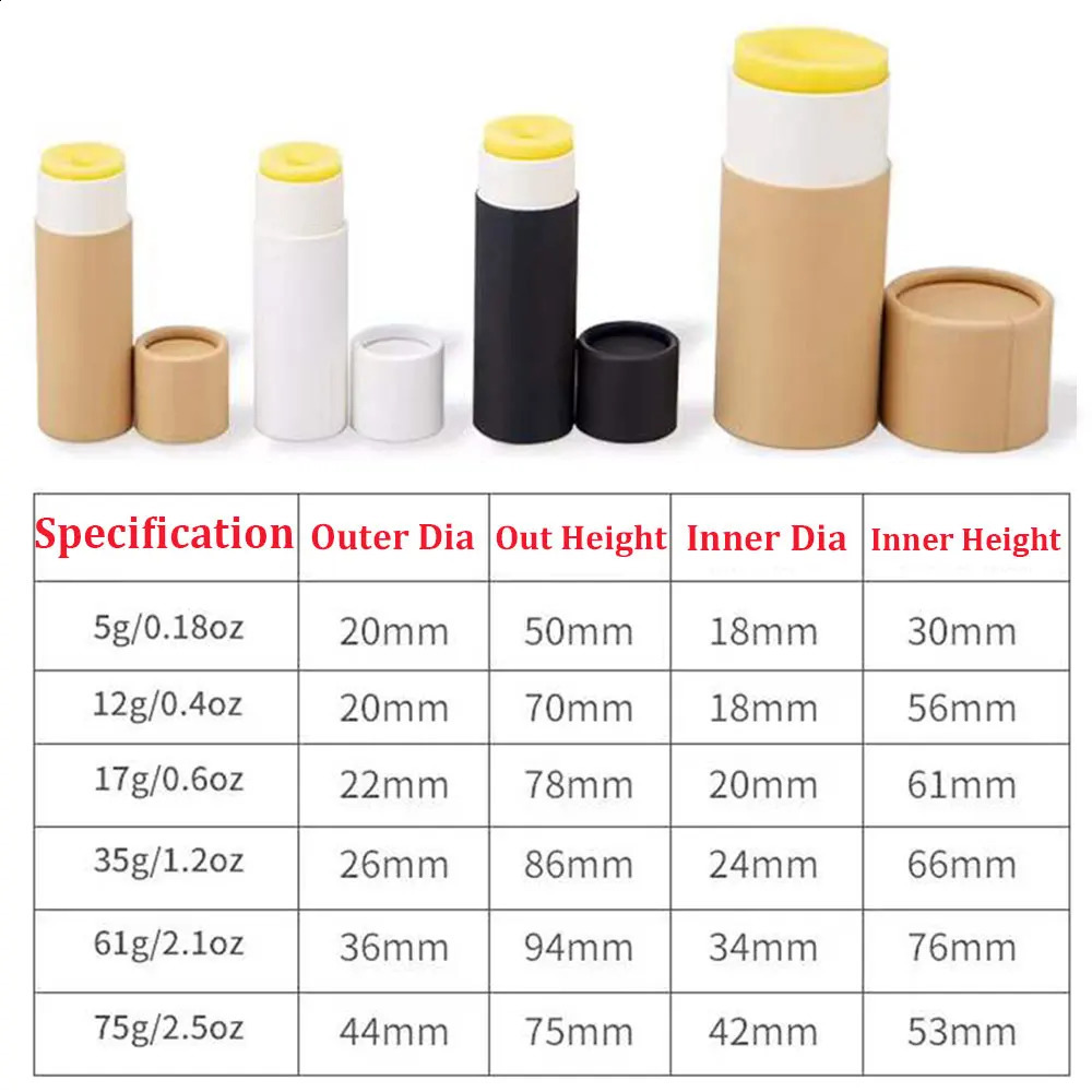 50PCS Push Up Tubes Lip balm Kraft Paper Tube Empty Lipstick Tube Degradable Cosmetic Containers Solid Paste Tube 250121