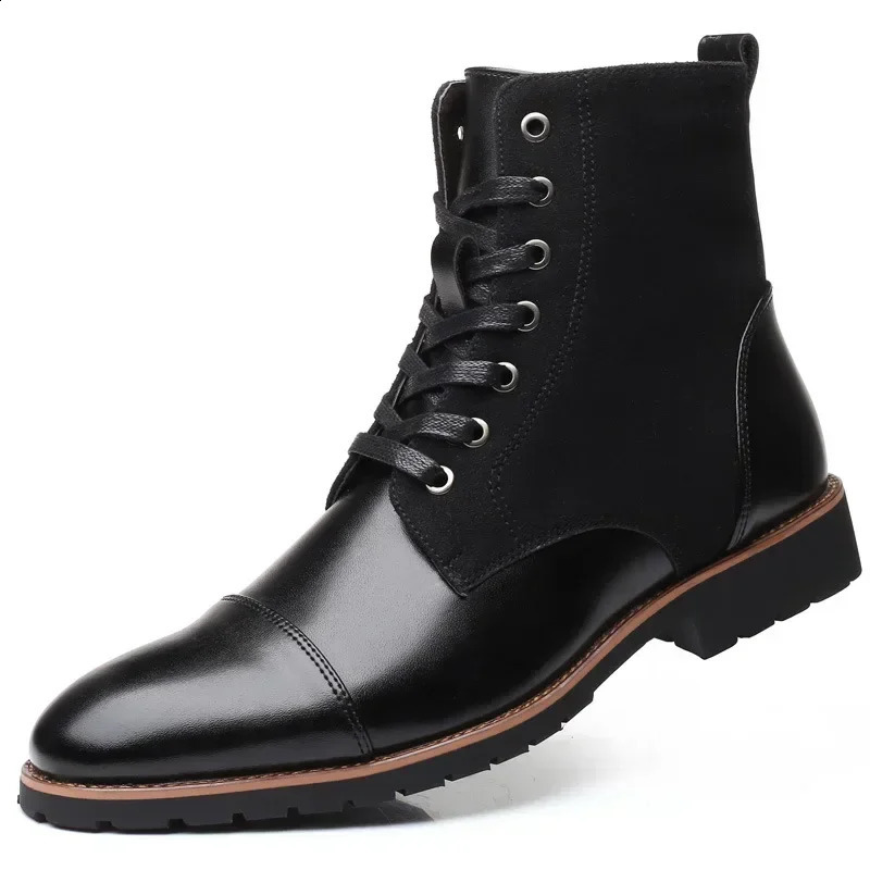 er Fashion Casual Boots for Men Big Size Solid Color Lace Autumn Winter Ankle Boots Male er Leather Shoes Male 250120
