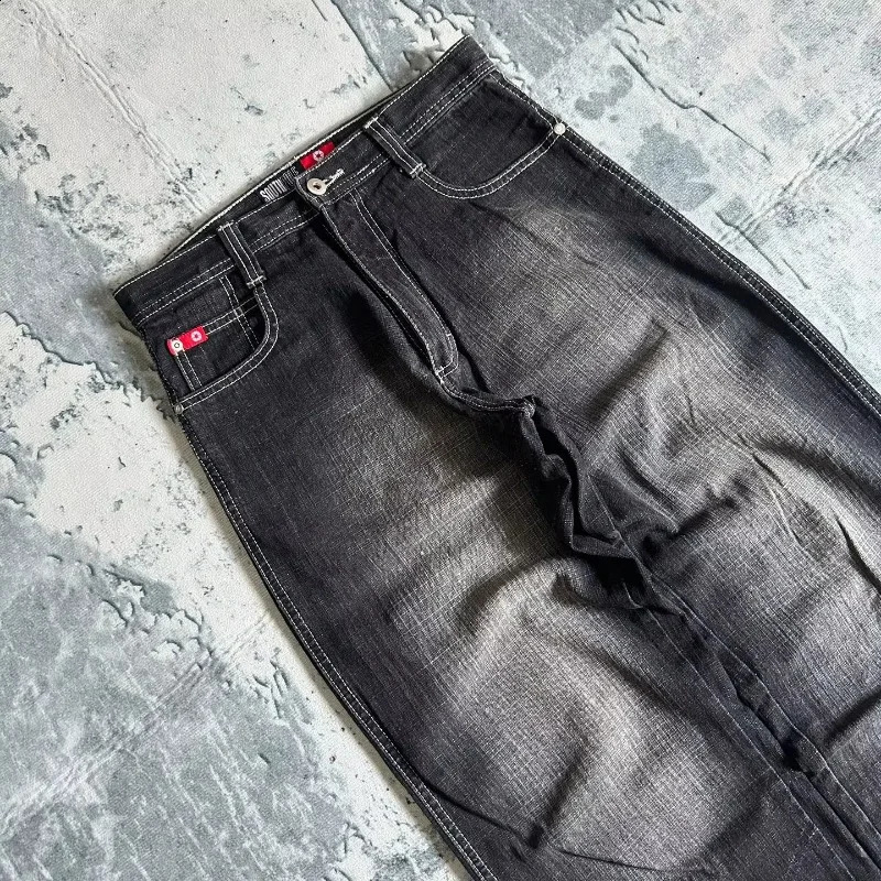 Gothic Vintage Fashion Black Washed Solid Color Baggy Jeans Women Y2K Harajuku Hip Hop Pop Rock Casual Wide Leg Pants 250117