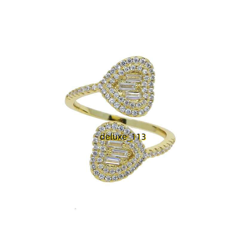 Tiny band adjsut finger heart ring with full cubic Moissanite paved new styles women lady wedding rings jewelry plated gold sier rose color