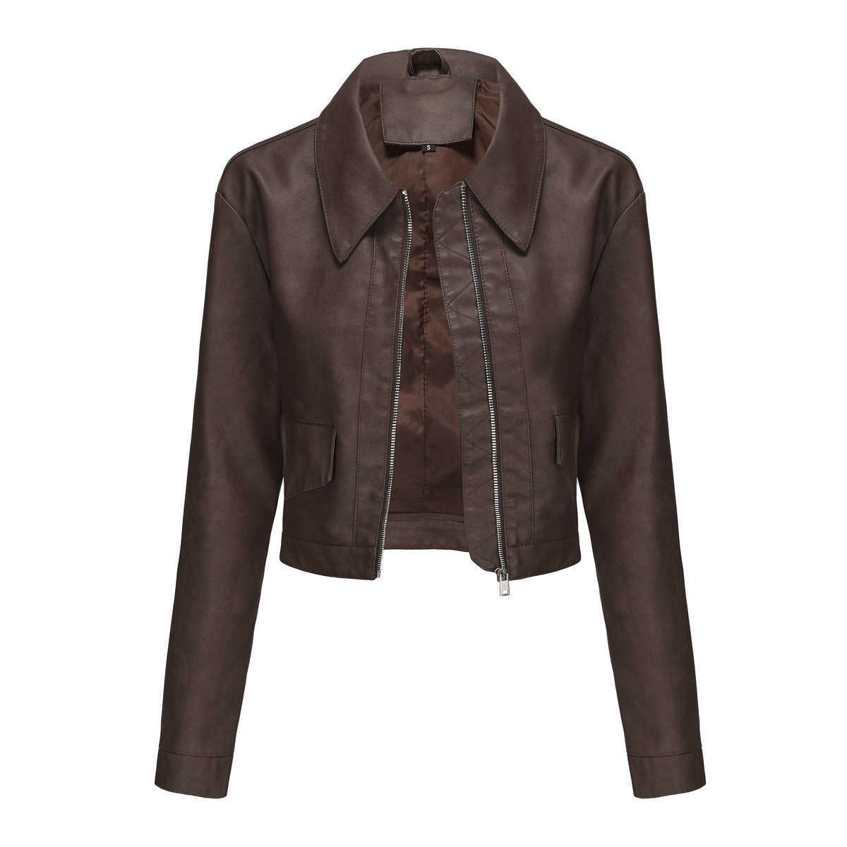 Spring Autumn Thin Leather Jacket Womens Long Sleeve Casual Womens Coat Fashion Leather Jacket Womens Leather Winter Jackets For Women 241209