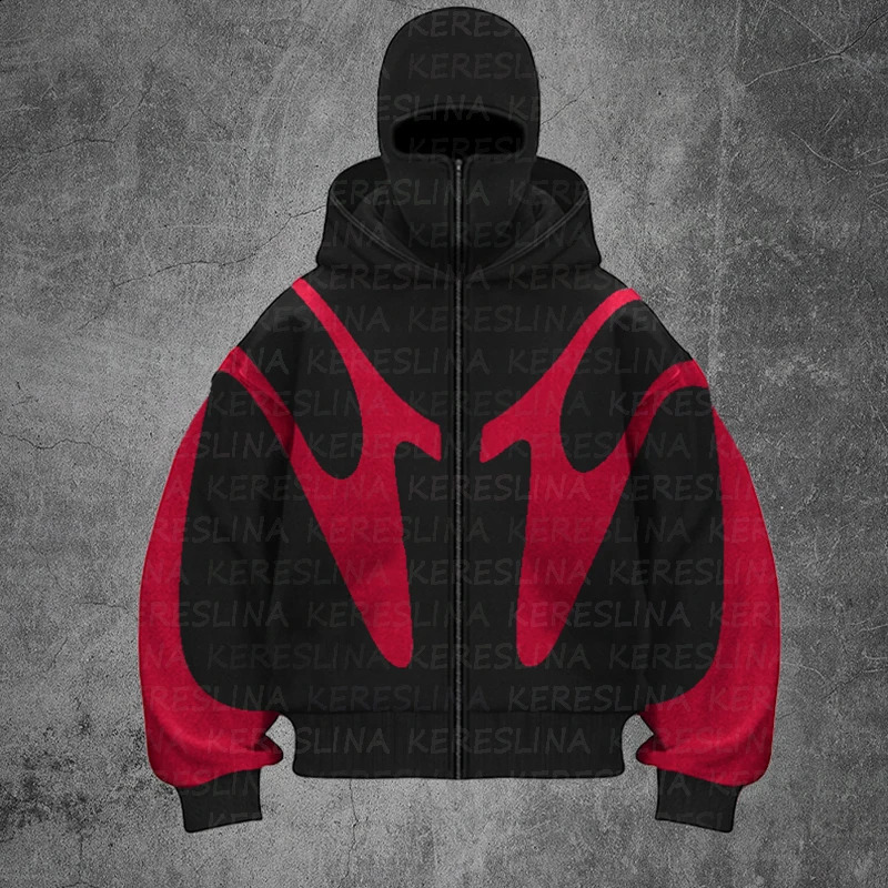High Street Casual Hoodie Gothic Letter Print Pattern Mens and Womens Fashionable Harajuku Retro Y2K 250109