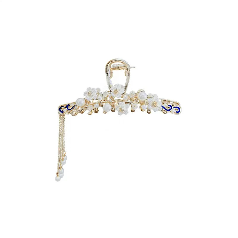 Girl Elegant Flower Handmade hair clip pearl Tassel Ponytail Clip Fashion Head HAIR ACCESSORI FOR WOMAN Ornament Heawear 250120