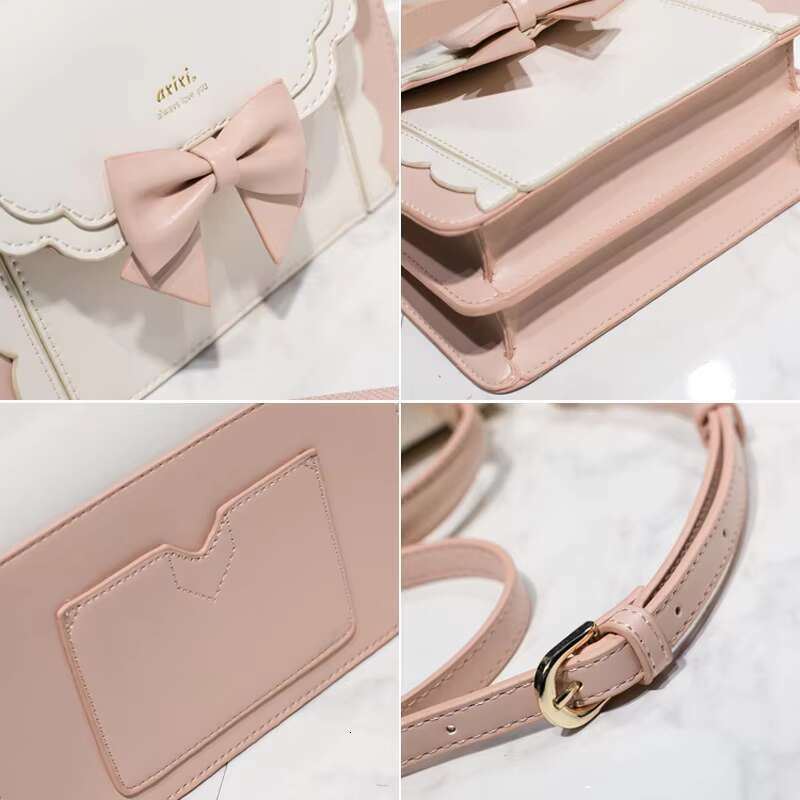 JIAERDI Lolita Bow Square Messenger Women Haruku Handle Uniform Pink Hand Bag Female Sweeet Jk Crossbody Bags Aesthetic