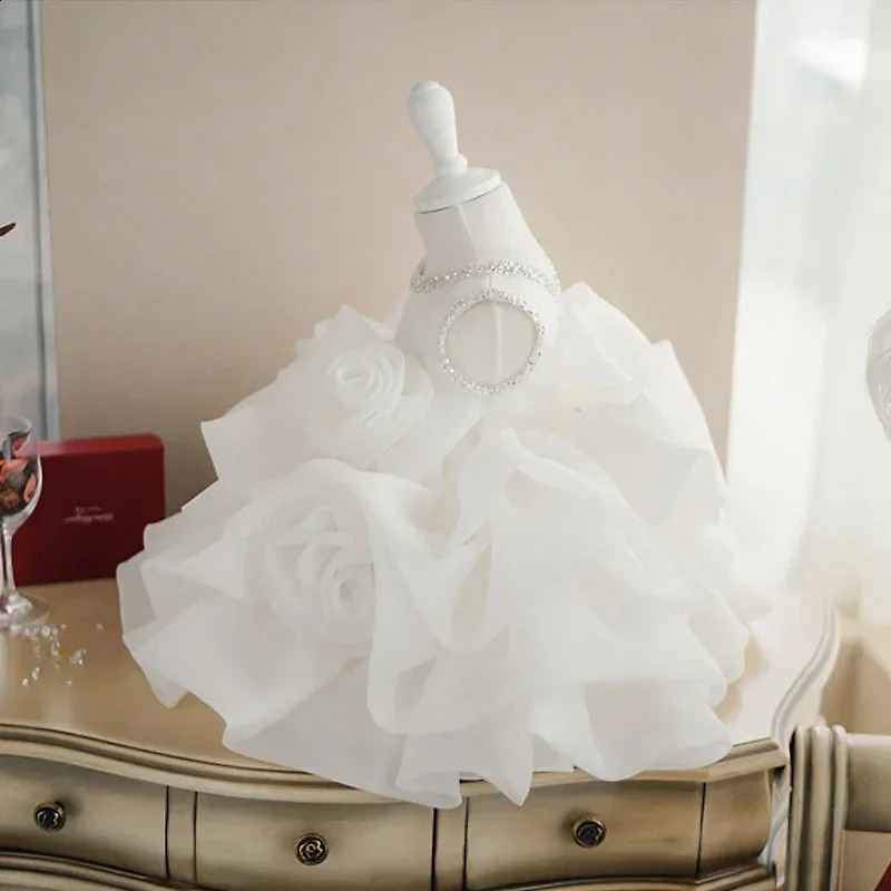 Flower Girls Dresses For Kids Baby 1st Birthday Childrens Princess Costume Infant Ball Gowns Baptism Party Fluffy Wedding Dress 250115