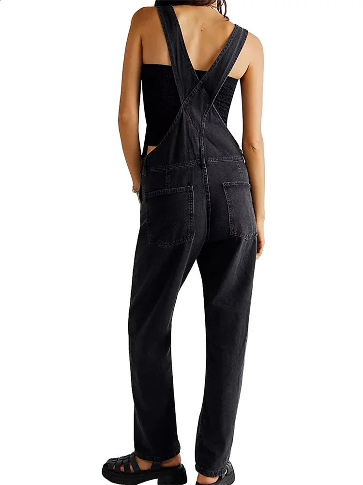 Women Denim Long Jumpsuits Casual Wide Leg Suspender Pants Romper Summer Baggy Bib Overalls 250122