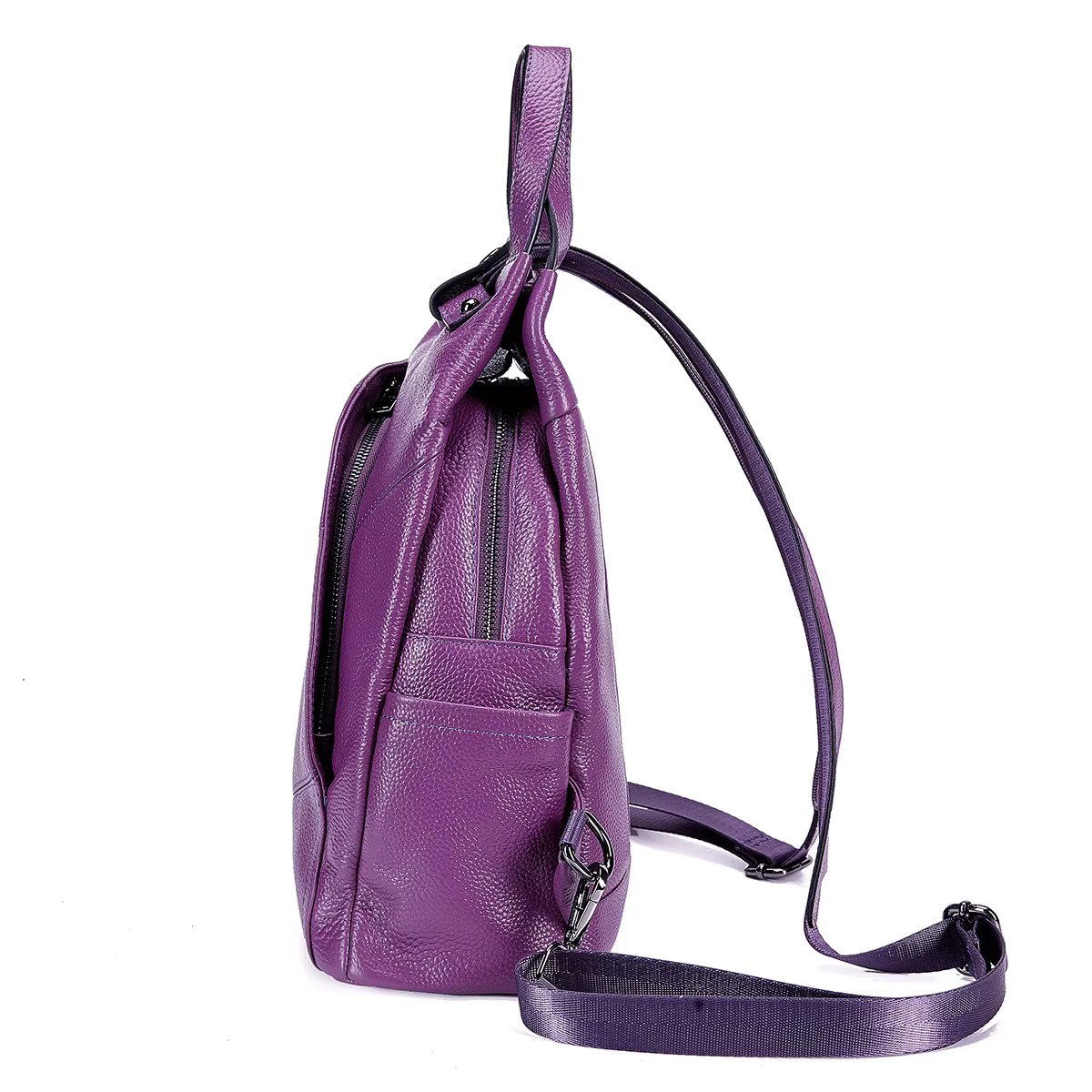 YUECIMIE Purple Genuine Women Brand School Backpack Real Leather Female Mochila Shoulder Bags For Teenage Girl