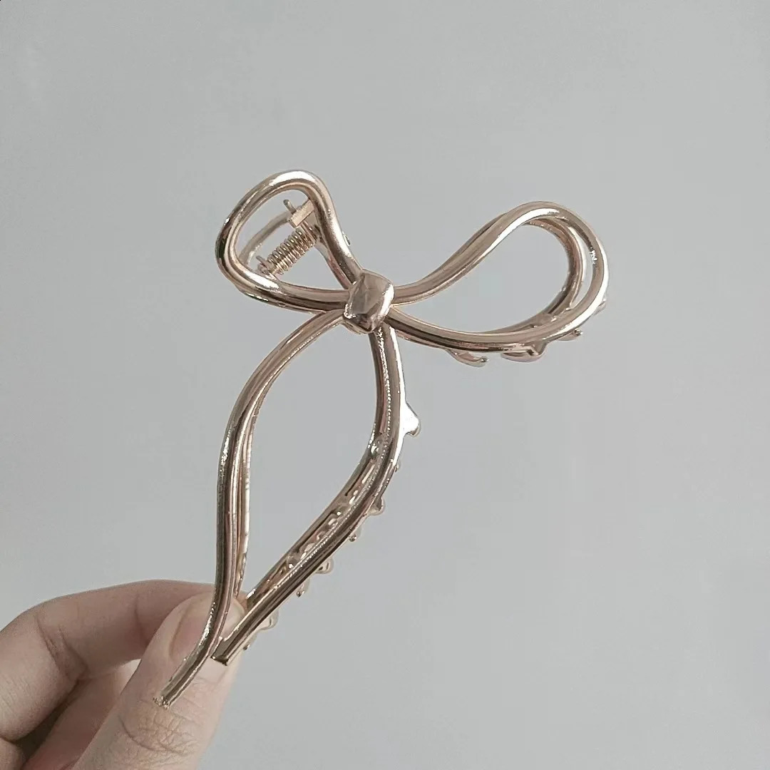 Bow style back head women grab clip large metal hair grab shark clip hair Korean headdress 250120
