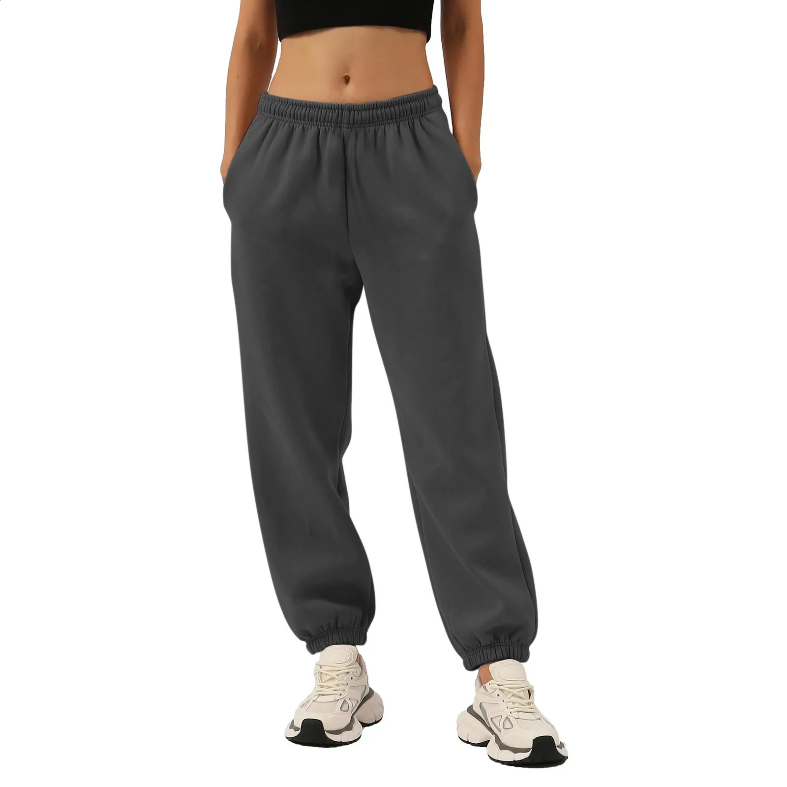 Sport Pants Soft Warm Womens Sweatpants with High Elastic Waist Anklebanded Solid Color Casual Loose for Spring Jogging 250120
