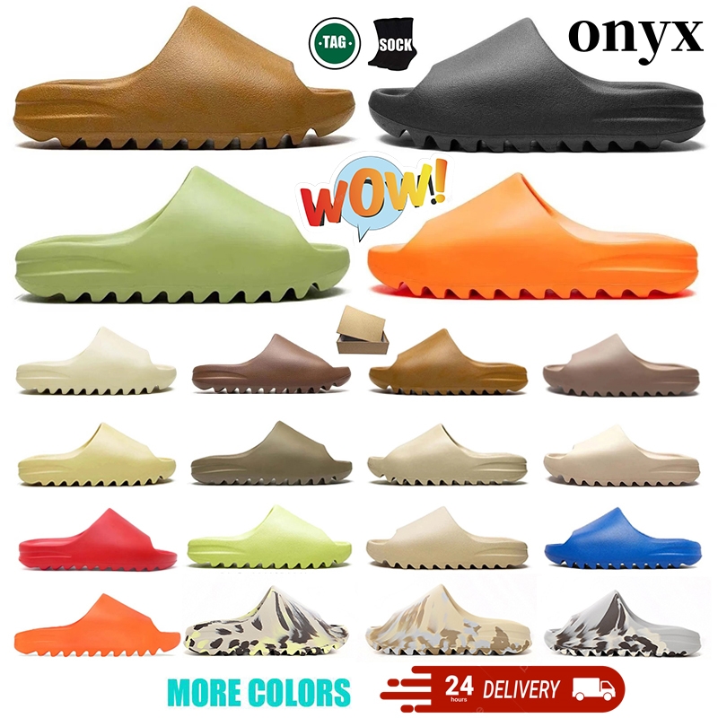Free shipping with box Designer slides slippers onyx Bone Azure Flax Pure restock pair Ochre glow Resin Soot Core womens sandals mens solid classics slipper sandal