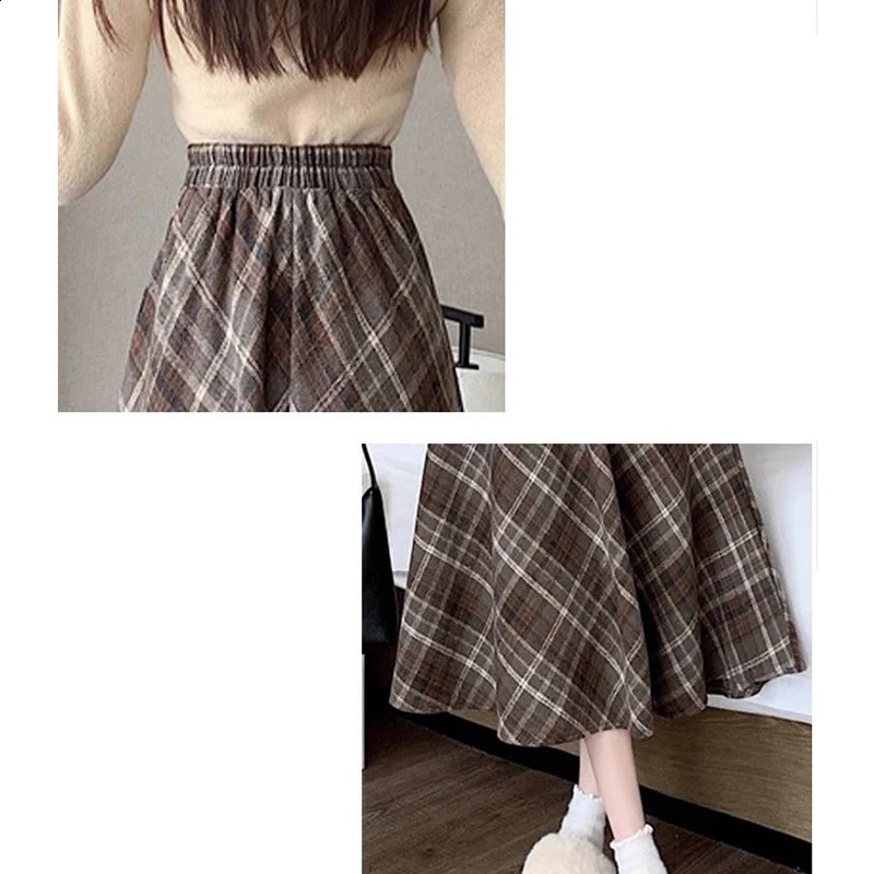 Female Comfortable Mid Wrap Skirts Spring Chic Girls High Waisted Coffee Lady Aline Pleated 250110