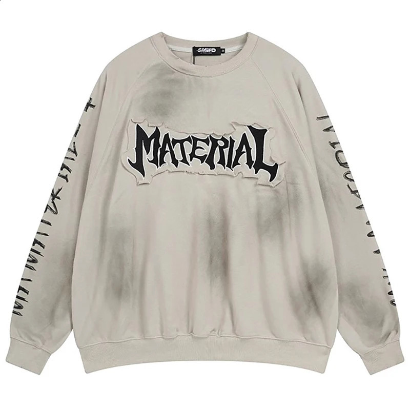 Letter Embroidery Hoodie Mens Clothing American Style Vintage Oversize In Sweatshirts Y2k Couple Gothic Punk Streetwear 250121