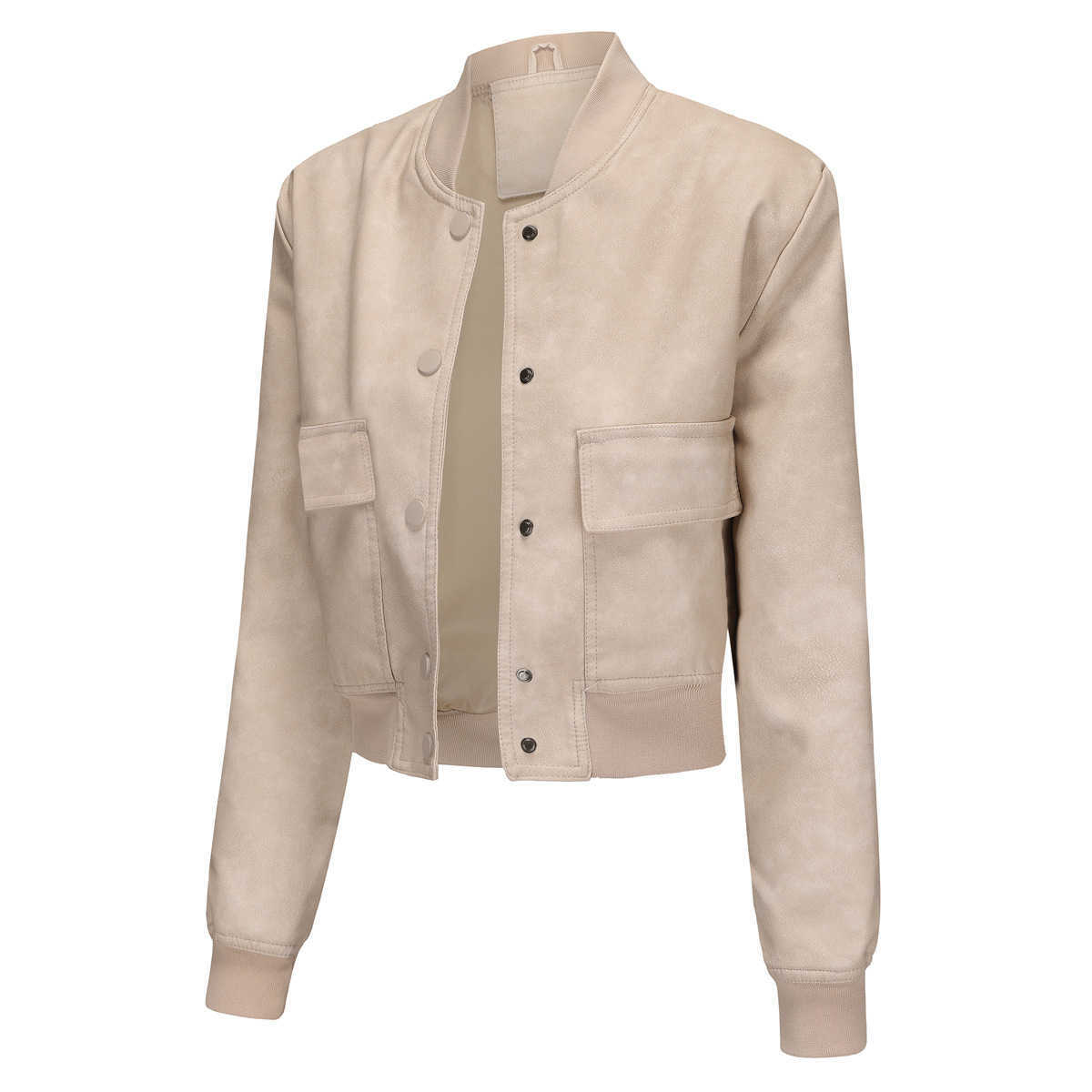 Loose Cardigan Jacket Casual Jacket Fashionable Ribbed Shrink Leather Jacket Womens Clothing Oversize Womens Leather Womens Jacket 241209