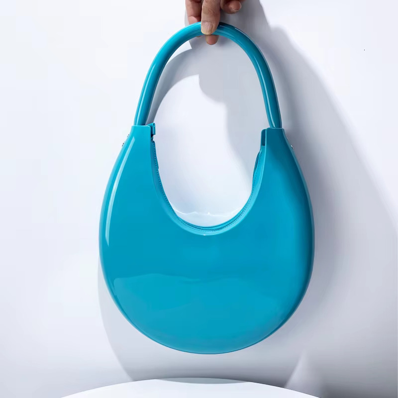 Half Moon Jelly Buns Bags For Women Designer Handbags And Purses 2024 New In Fashion Rivet Decorate Underarm Shoulder