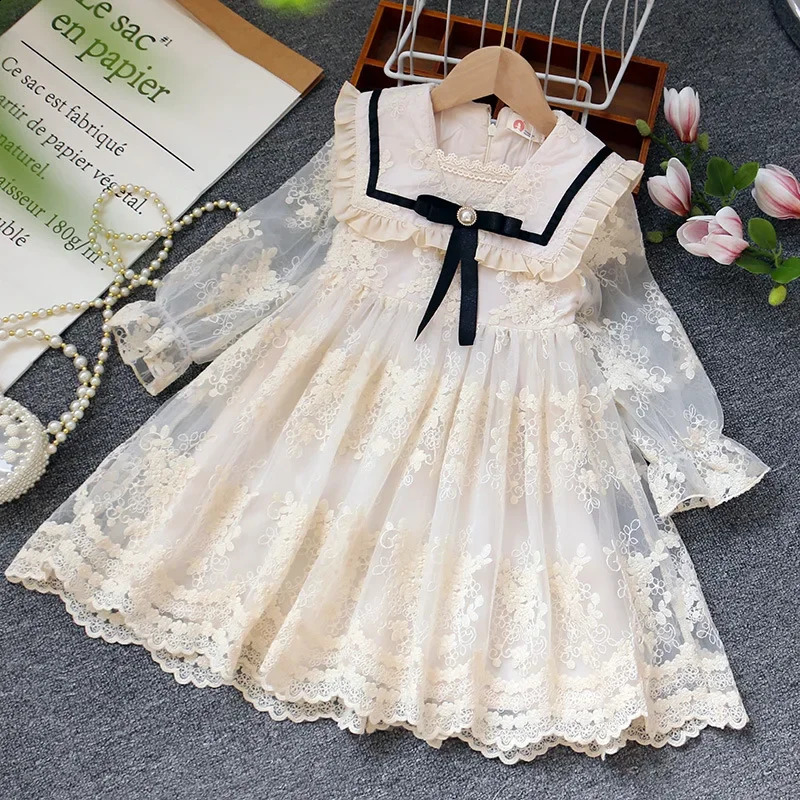 Baby Girls Longsleeved Lace Dresses Childrens Kids Bowknot Princess Fairy Outwear 250117