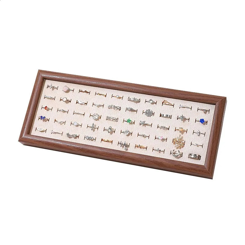 1pc Fashion Velvet 50 Slots Ring Display Tray Large Capacity Rings Earrings Cufflink Jewelry Storage Trays Holder Showcase Props 250117