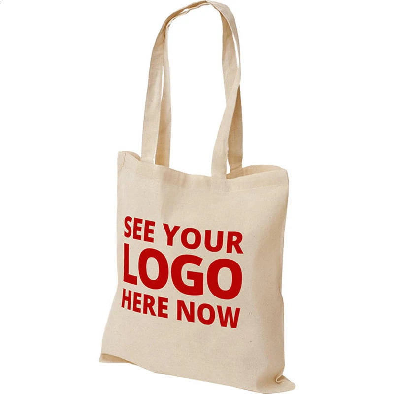 Wholesale 100pcs/lot Eco Friendly Cotton Shopping Canvas Tote Bag with Custom Printed 250121