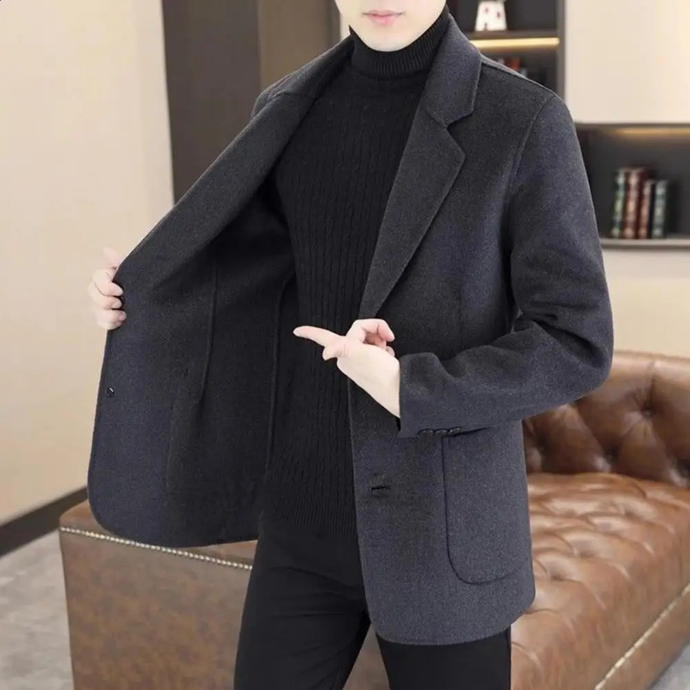 Mens Suit Jacket Wool Coats Elegant Man Twobutton Lapel Pockets Classic Single Breasted 250115